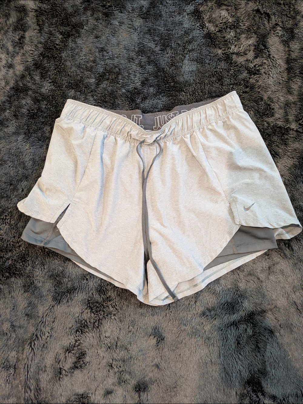 Nike Light Gray Athletic Running Shorts with Inner Liner